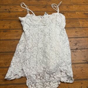 Cliché White Lace Slip Chemise Babydoll Lingerie Top Camisole‎ Large